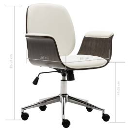 Scaun de birou, alb, lemn curbat și piele ecologică, 8 image