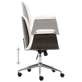 Scaun de birou, alb, lemn curbat și piele ecologică, 5 image