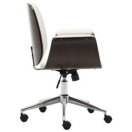 Scaun de birou, alb, lemn curbat și piele ecologică, 4 image