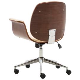 Scaun de birou, crem, lemn curbat și piele ecologică, 3 image