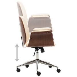 Scaun de birou, crem, lemn curbat și piele ecologică, 5 image