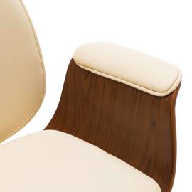 Scaun de birou, crem, lemn curbat și piele ecologică, 6 image