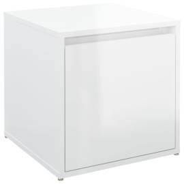 Cutie cu sertar, alb extralucios, 40,5x40x40 cm, lemn compozit, 2 image