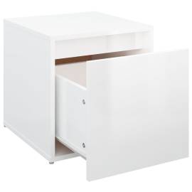 Cutie cu sertar, alb extralucios, 40,5x40x40 cm, lemn compozit, 6 image