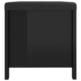 Cutie depozitare cu pernă, negru extralucios,105x40x45 cm, lemn, 6 image