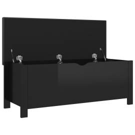 Cutie depozitare cu pernă, negru extralucios,105x40x45 cm, lemn, 4 image
