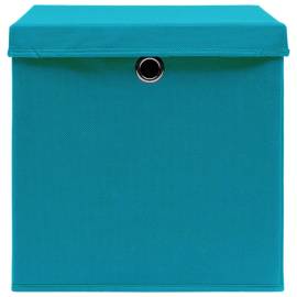 Cutii de depozitare cu capac, 4 buc., bleu, 28x28x28 cm, 5 image