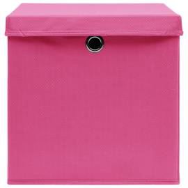 Cutii depozitare cu capac, 4 buc., roz, 28x28x28 cm, 4 image