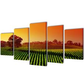 Set tablouri din pânză cu imprimeu câmpuri 100 x 50 cm