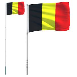 Steag belgia și stâlp din aluminiu, 5,55 m, 2 image