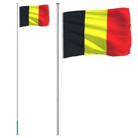 Steag belgia și stâlp din aluminiu, 6,23 m, 2 image