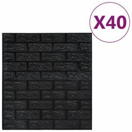 Tapet de perete autocolant, model cărămizi 3d, 40 buc., negru, 2 image
