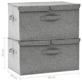 Cutii de depozitare 2 buc. gri 50x30x25 cm material textil, 11 image