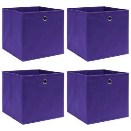 Cutii de depozitare 4 buc. violet 28x28x28 cm, material nețesut