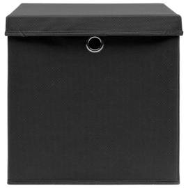 Cutii de depozitare cu capac, 10 buc., negru, 28x28x28 cm, 4 image
