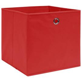 Cutii depozitare, 10 buc., roșu, 32x32x32 cm, textil, 2 image