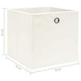 Cutii depozitare, 4 buc., alb, 32x32x32 cm, textil, 5 image