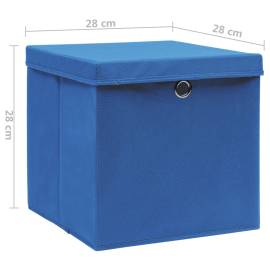 Cutii depozitare cu capac, 4 buc., albastru, 28x28x28 cm, 6 image