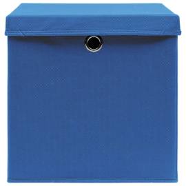 Cutii depozitare cu capac, 4 buc., albastru, 28x28x28 cm, 4 image