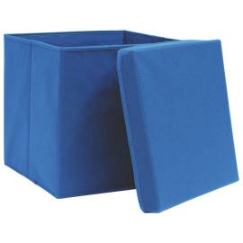 Cutii depozitare cu capac, 4 buc., albastru, 28x28x28 cm, 3 image