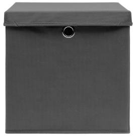 Cutii depozitare cu capac, 4 buc., gri, 28x28x28 cm, 4 image