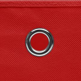 Cutii depozitare cu capac, 4 buc., roșu, 28x28x28 cm, 5 image