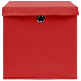 Cutii depozitare cu capac, 4 buc., roșu, 28x28x28 cm, 4 image