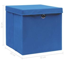 Cutii depozitare cu capace 10 buc. albastru 32x32x32 cm textil, 6 image