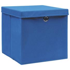 Cutii depozitare cu capace 10 buc. albastru 32x32x32 cm textil, 2 image