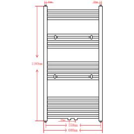 Radiator port-prosop încălzire centrală baie, drept, 600x1160 mm, gri, 9 image