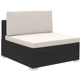 Set mobilier de grădină cu perne, 8 piese, negru, poliratan, 4 image