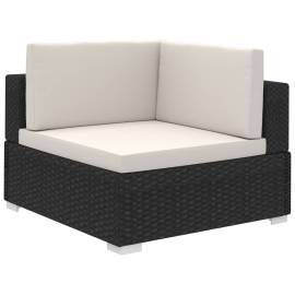 Set mobilier de grădină cu perne, 8 piese, negru, poliratan, 3 image