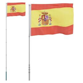 Steag spania și stâlp din aluminiu, 5,55 m, 2 image