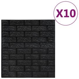 Tapet de perete autocolant, model cărămizi 3d, 10 buc., negru, 2 image