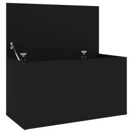 Cufăr de depozitare, negru, 84x42x46 cm, lemn compozit, 8 image