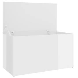 Cufăr depozitare, alb extralucios, 84x42x46 cm, lemn compozit, 8 image