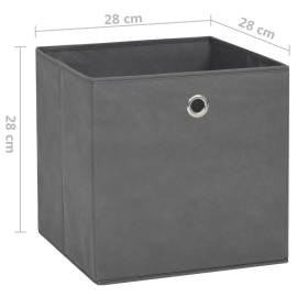 Cutii de depozitare, 4 buc., gri, 28x28x28 cm, material nețesut, 7 image