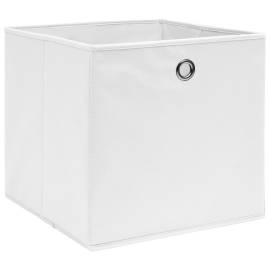 Cutii depozitare, 4 buc., alb, 28x28x28 cm, textil nețesut, 2 image