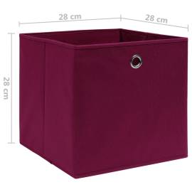 Cutii depozitare, 4 buc., roșu închis, 28x28x28 cm, textil, 5 image