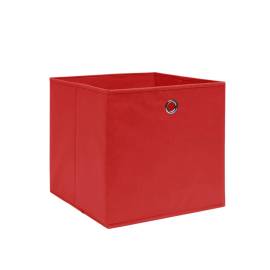 Cutii depozitare, 4 buc., roșu, 28x28x28 cm, textil nețesut, 2 image