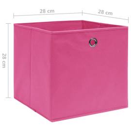 Cutii depozitare, 4 buc., roz, 28x28x28 cm, textil nețesut, 6 image