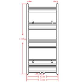 Radiator port-prosop încălzire centrală baie, drept, 500x1160mm, negru, 9 image