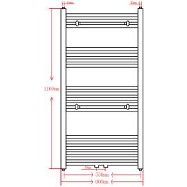 Radiator port-prosop încălzire centrală baie, drept, 600x1160mm, negru, 9 image