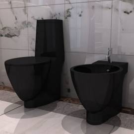 Set toaletă și bideu ceramică negru