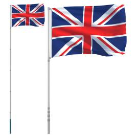 Steag marea britanie și stâlp din aluminiu, 5,55 m, 2 image