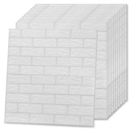 Tapet de perete autocolant 3d, 10 buc., alb, model cărămizi, 4 image