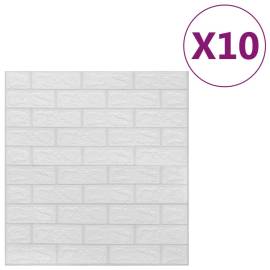 Tapet de perete autocolant 3d, 10 buc., alb, model cărămizi, 2 image