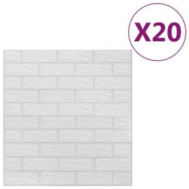 Tapet de perete autocolant 3d, 20 buc., alb, model cărămizi, 2 image