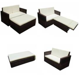 Set mobilier de grădină cu perne, 2 piese, maro, poliratan, 4 image