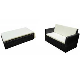 Set mobilier de grădină cu perne, 2 piese, negru, poliratan, 2 image